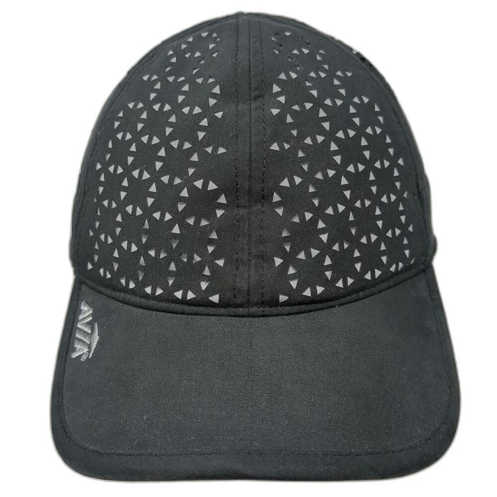 Avia Baseball Cap Black One Size Laser Cut Triangle Performance Strapback Hat